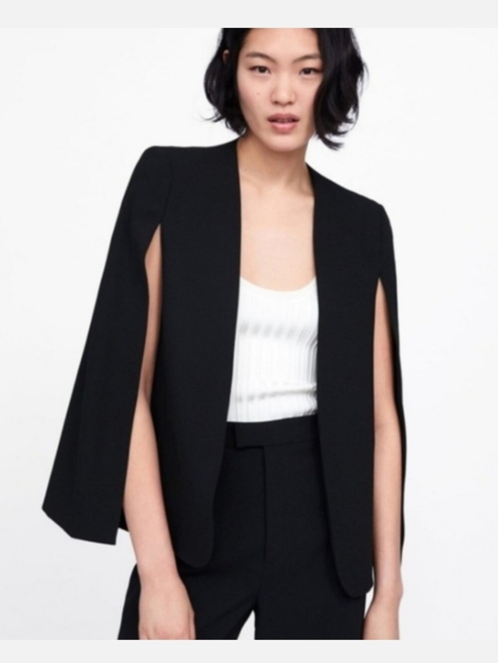 Zara Cape Blazer Jacket Black Size S - Picture 12 of 15